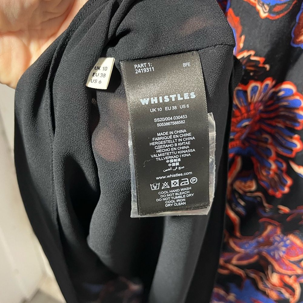 Whistles Black Ruby trailing bloom midi dress size 6 - Picture 7 of 11
